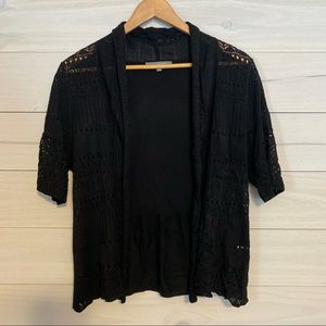 NY COLLECTION open from short sleeve black cardigan sweater